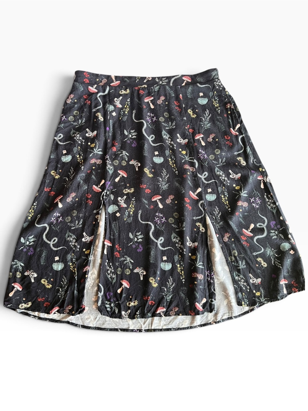Midnight Hour Witchy Mushroom Snake Botanical A-Line Skirt 3XL Whimsigoth Goblin